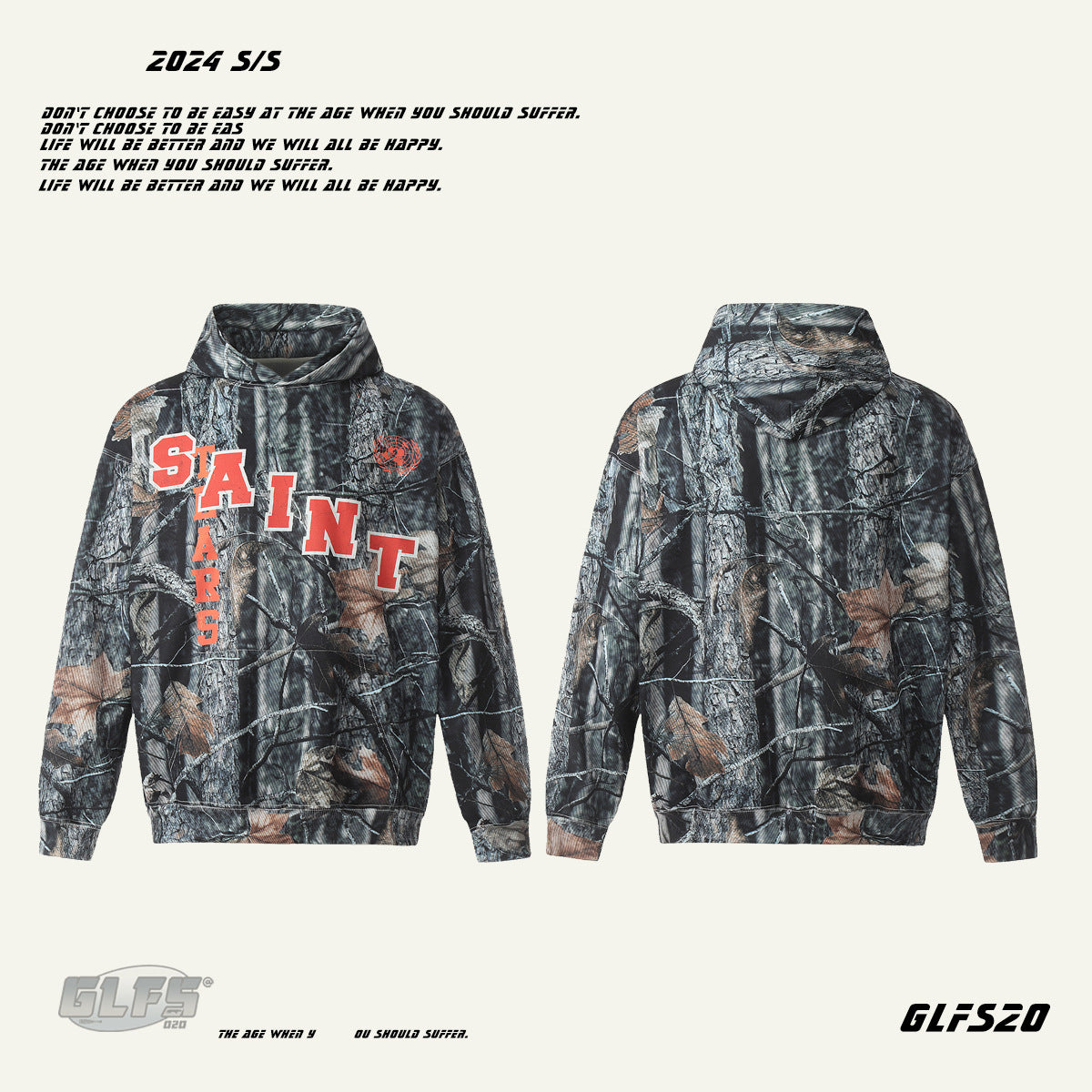 GLFS Outdoor Digital Camouflage Oversized Pullover Hoodie