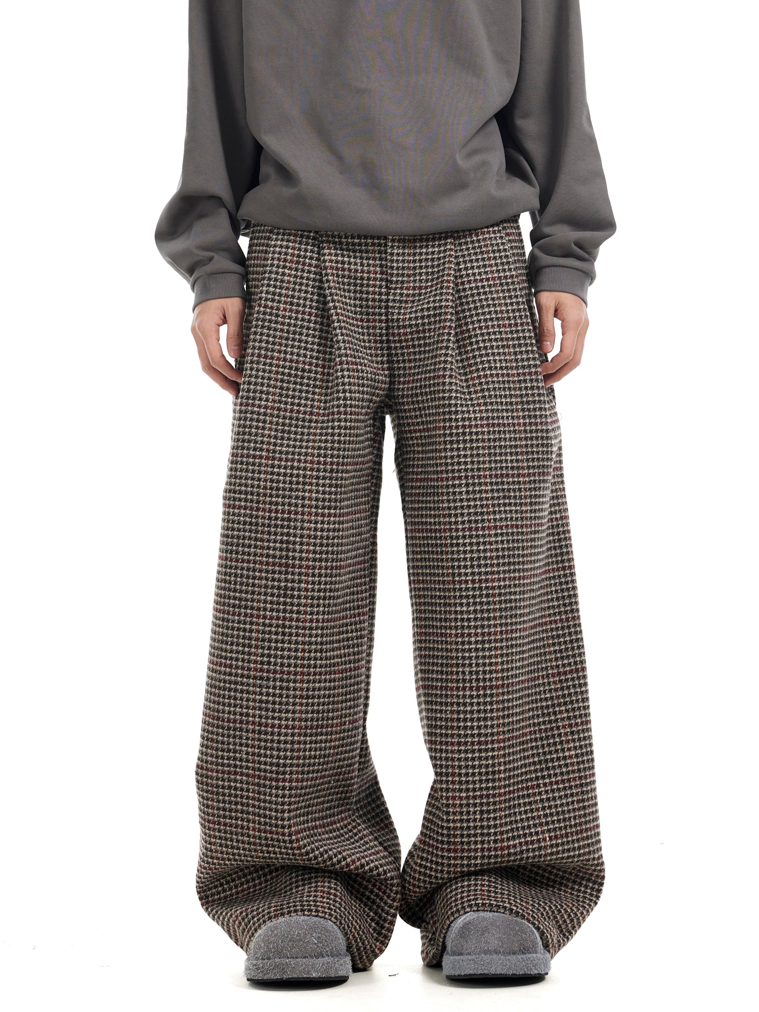 BTSG Houndstooth wool tweed slack Pants