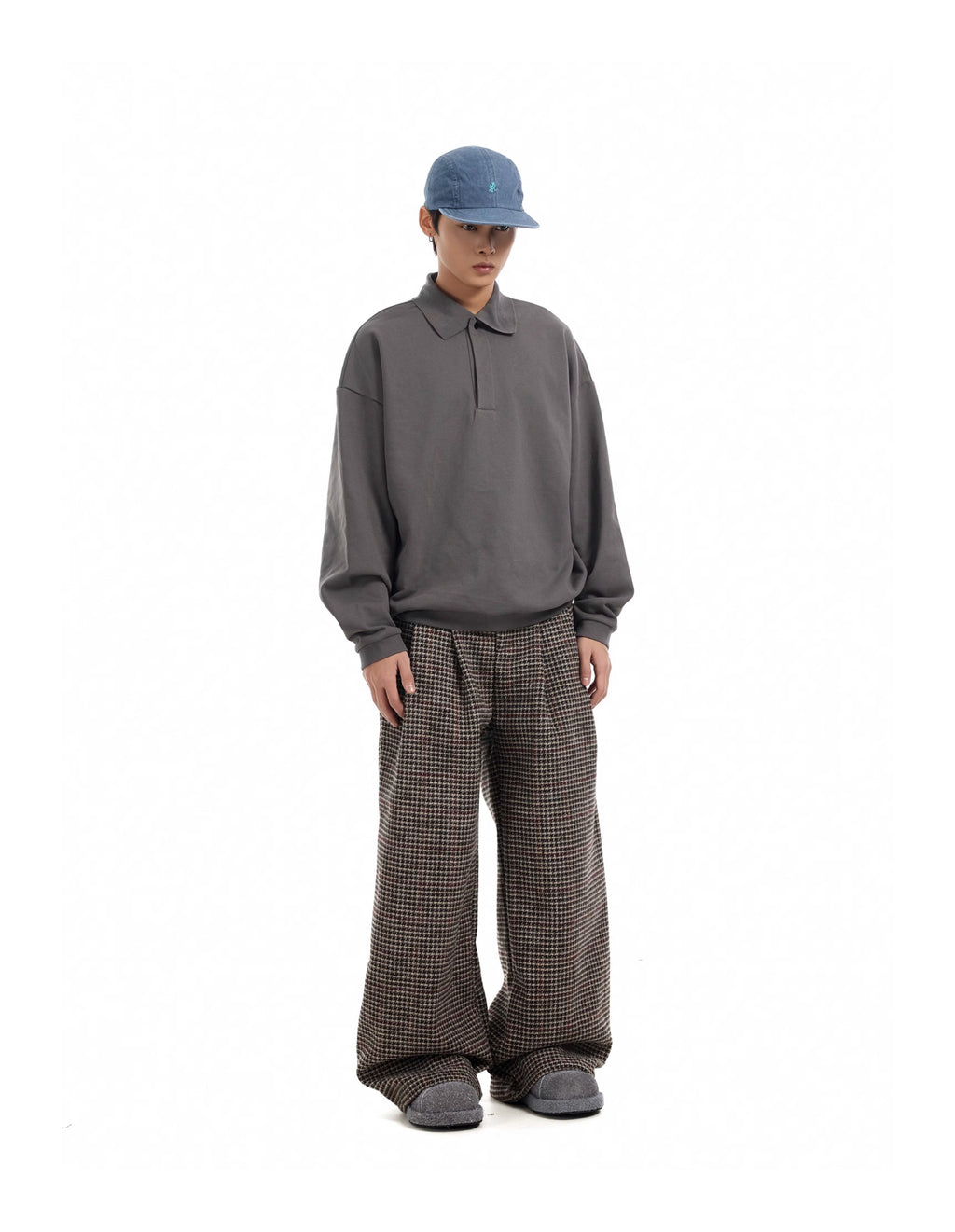 BTSG Houndstooth wool tweed slack Pants