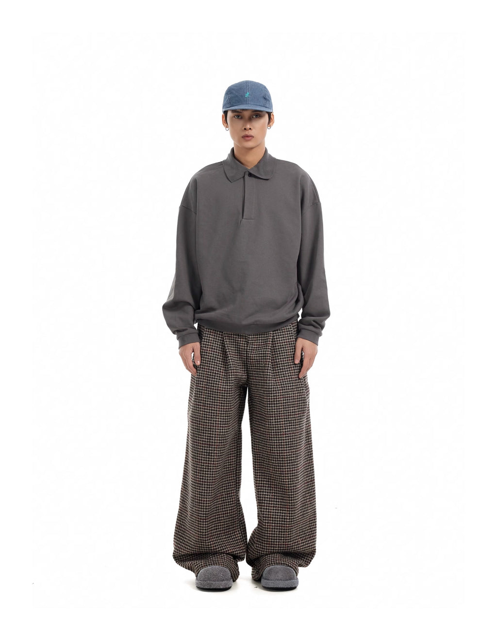 BTSG Houndstooth wool tweed slack Pants
