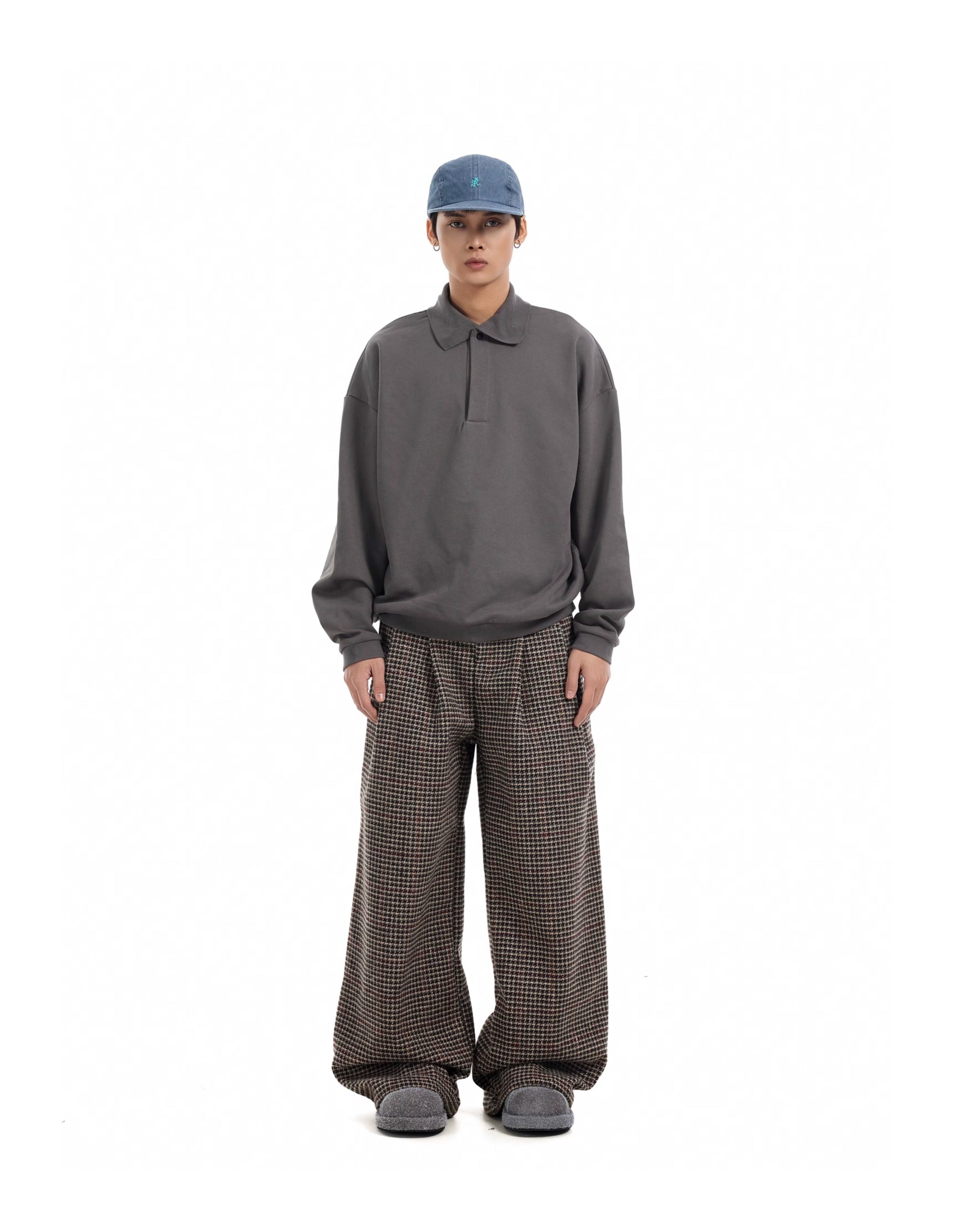 BTSG Houndstooth wool tweed slack Pants