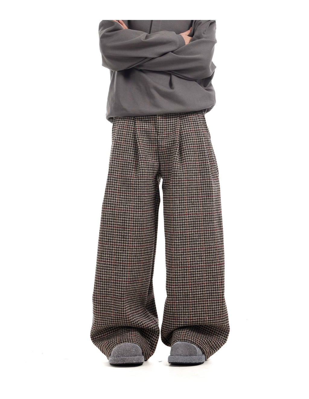 BTSG Houndstooth wool tweed slack Pants