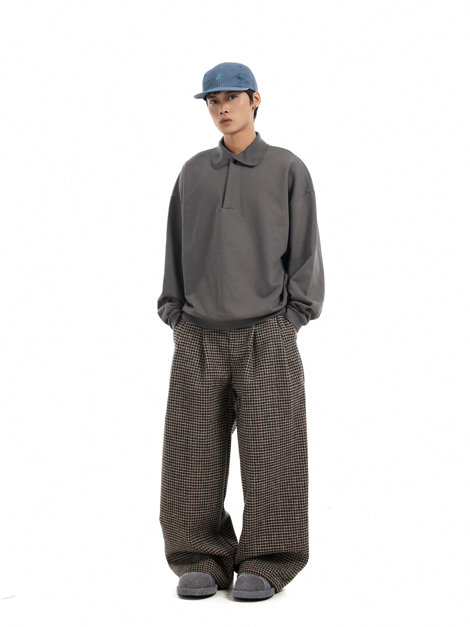 BTSG Houndstooth wool tweed slack Pants