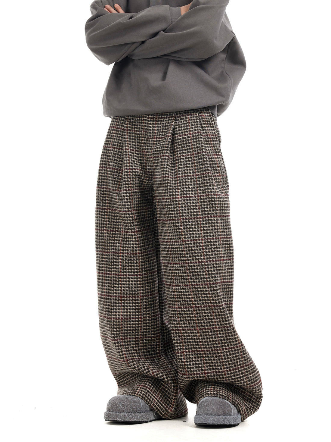 BTSG Houndstooth wool tweed slack Pants