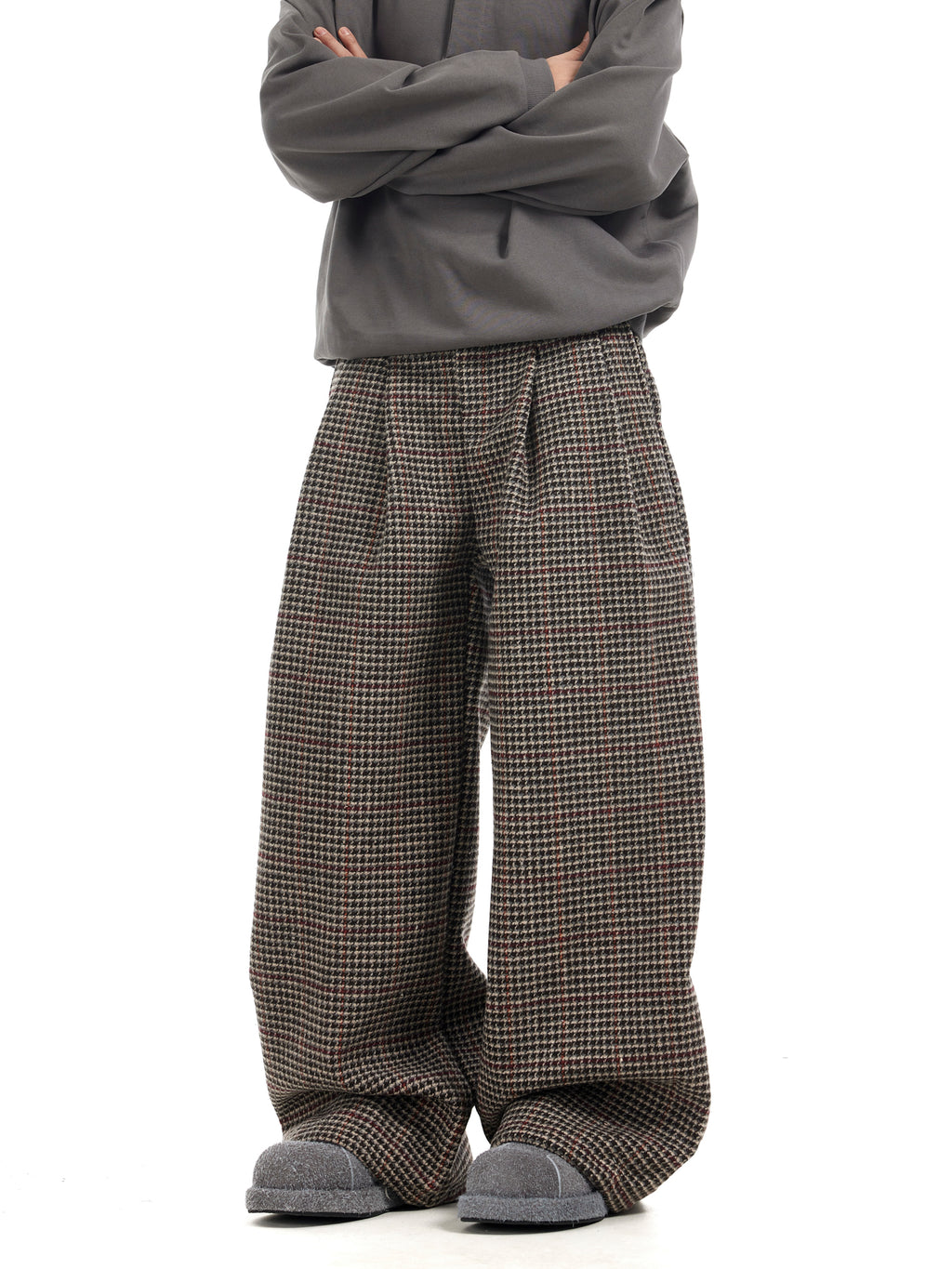 BTSG Houndstooth wool tweed slack Pants