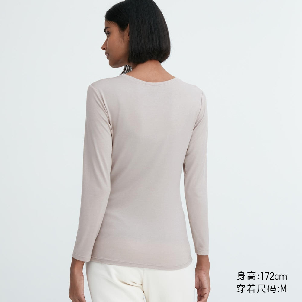 UNIQLO Women's Light Comfort Warm HEATTECH Crew Neck T-Shirt Long Sleeve Autumn Shirt Base Shirt 460354