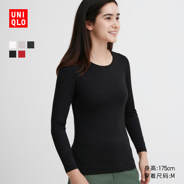 UNIQLO Women's Light Comfort Warm HEATTECH Crew Neck T-Shirt Long Sleeve Autumn Shirt Base Shirt 460354