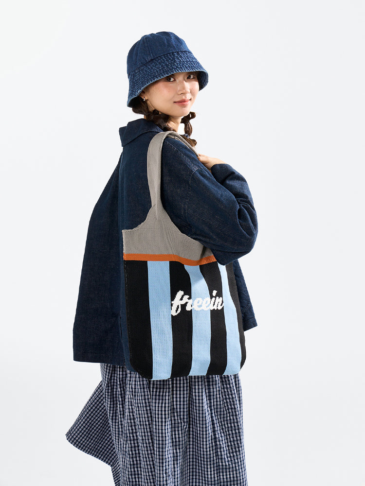 FREEIN original color-block striped knit bag