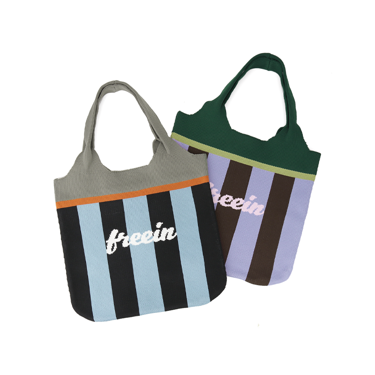 FREEIN original color-block striped knit bag