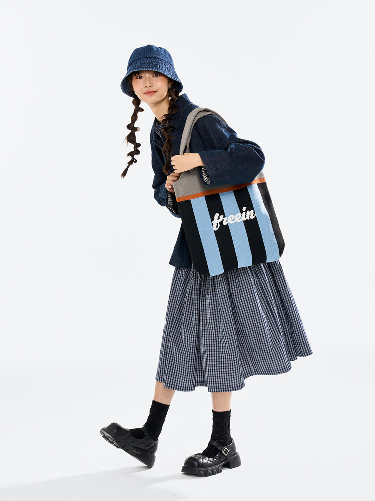 FREEIN original color-block striped knit bag