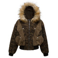 BTSG Stitching Camouflage Brushed fleece collar mountain carved padded jacket