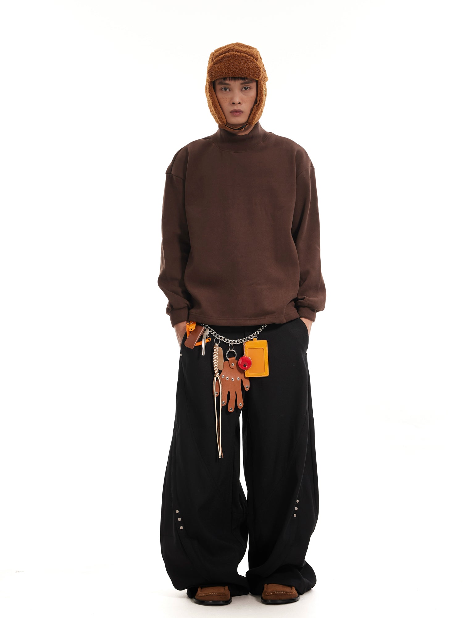 BTSG Cut Stud Silhouette Drapy Scimitar Pants