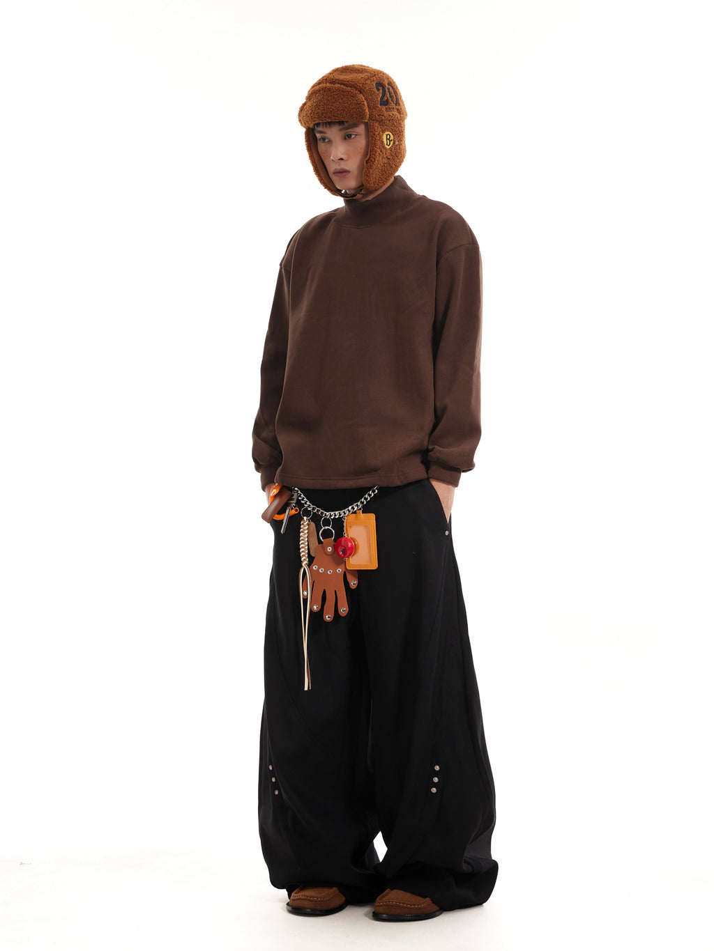 BTSG Cut Stud Silhouette Drapy Scimitar Pants