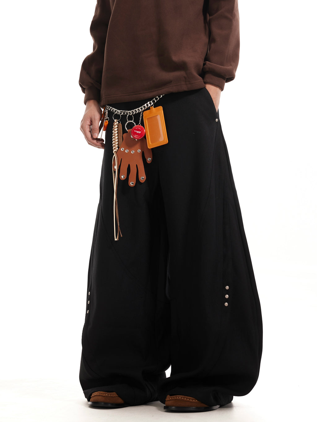 BTSG Cut Stud Silhouette Drapy Scimitar Pants