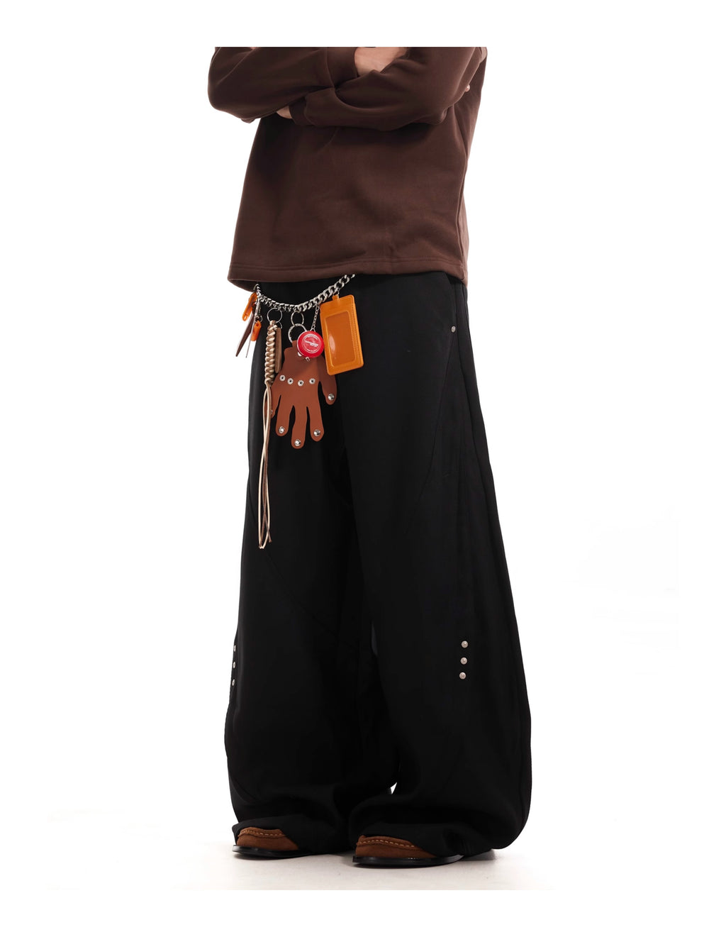 BTSG Cut Stud Silhouette Drapy Scimitar Pants