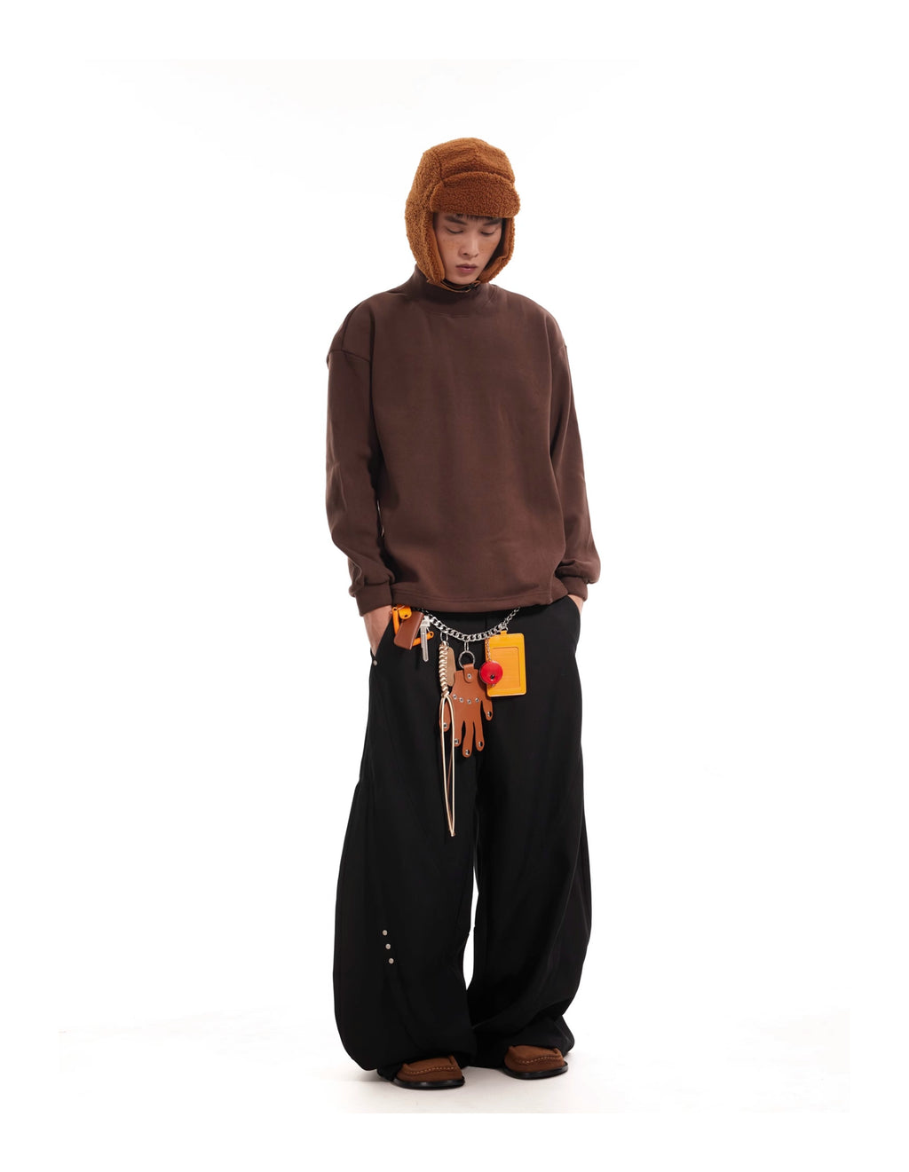 BTSG Cut Stud Silhouette Drapy Scimitar Pants