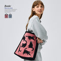 FREEIN Cat Shoulder Bag Knitted Embroidery Tote Bag