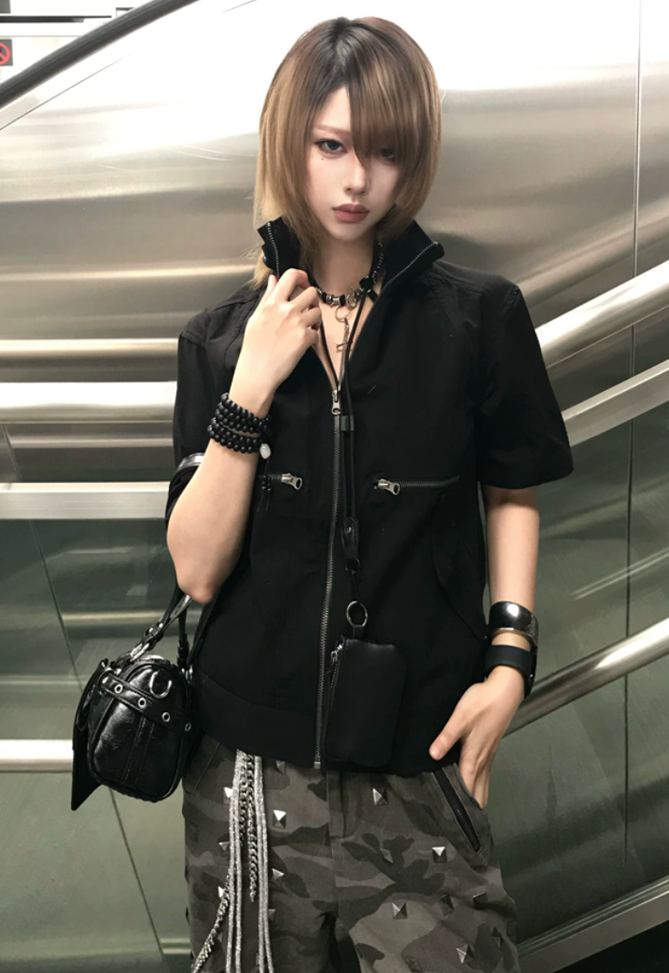 TZ Killer Zip Loose Versatile Short Sleeve Shirt