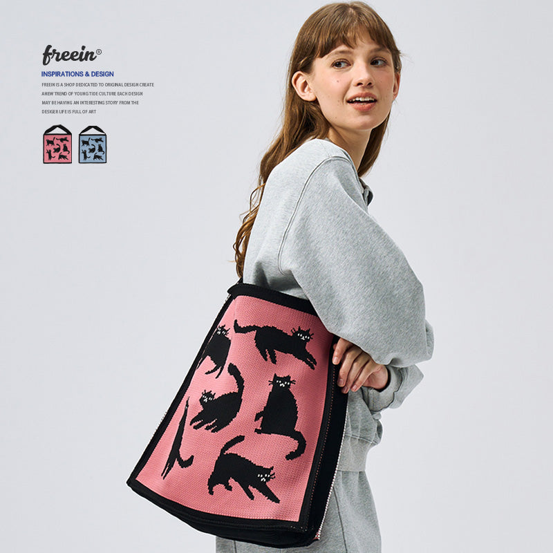 FREEIN Cat knitted tote bag