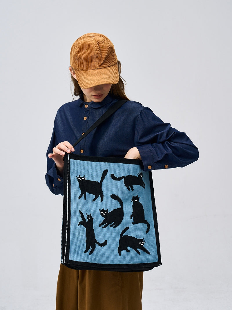 FREEIN Cat knitted tote bag