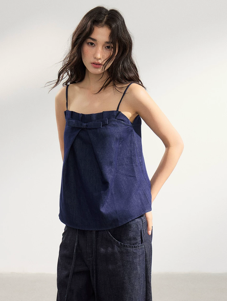 WITHMIN Pleated Bow Sling Vest