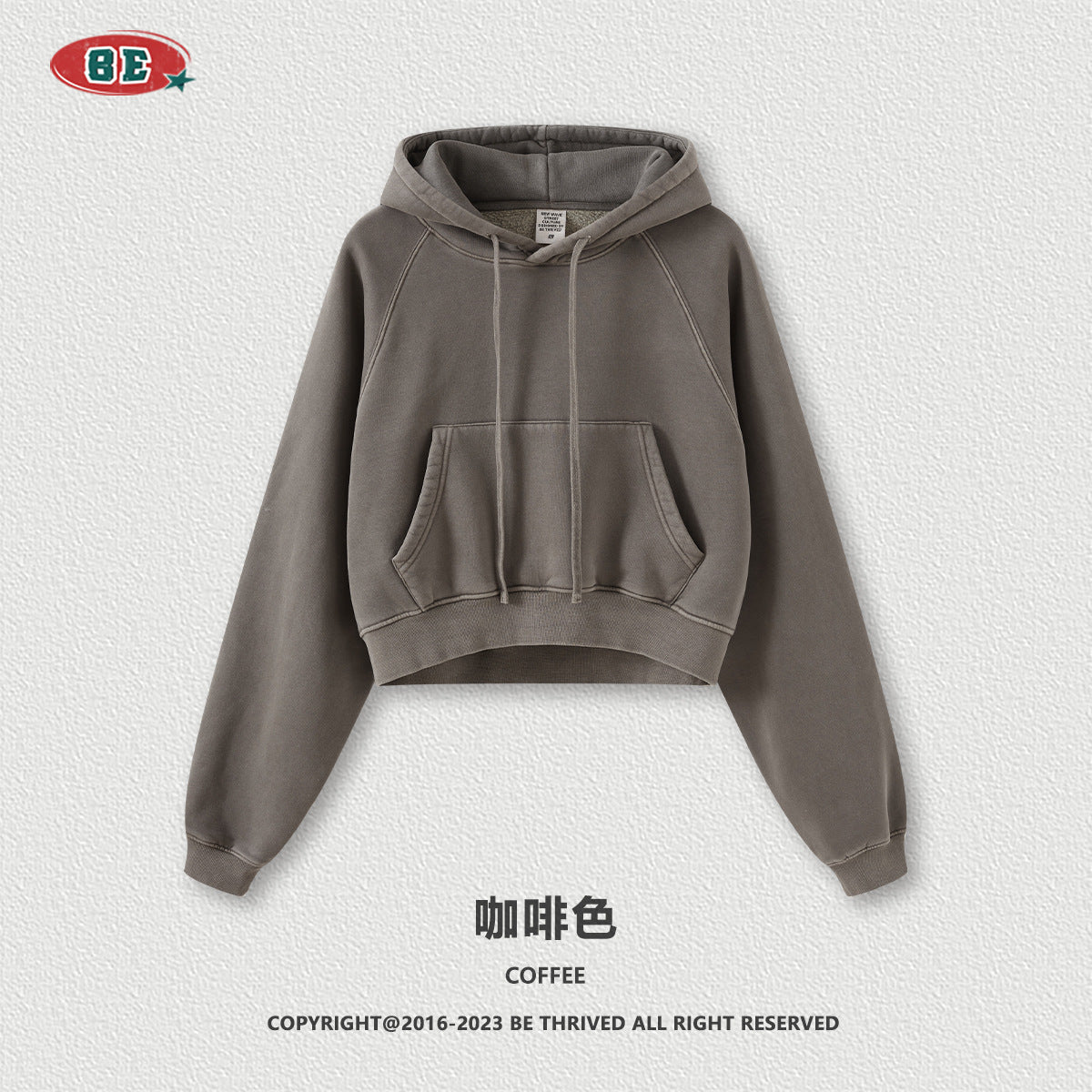 BE Women Raglan Washed Fleece Cropped Hoodie