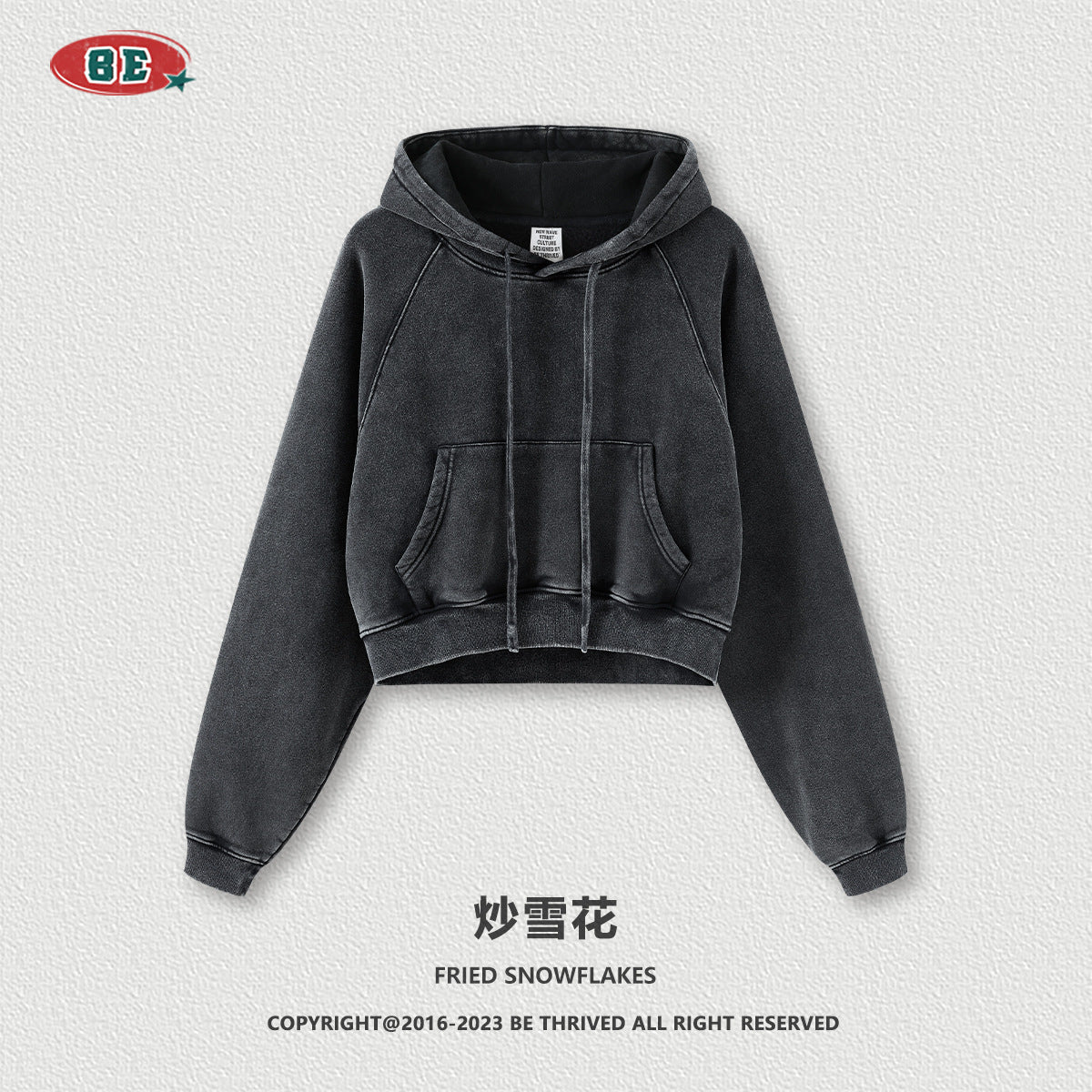 BE Women Raglan Washed Fleece Cropped Hoodie