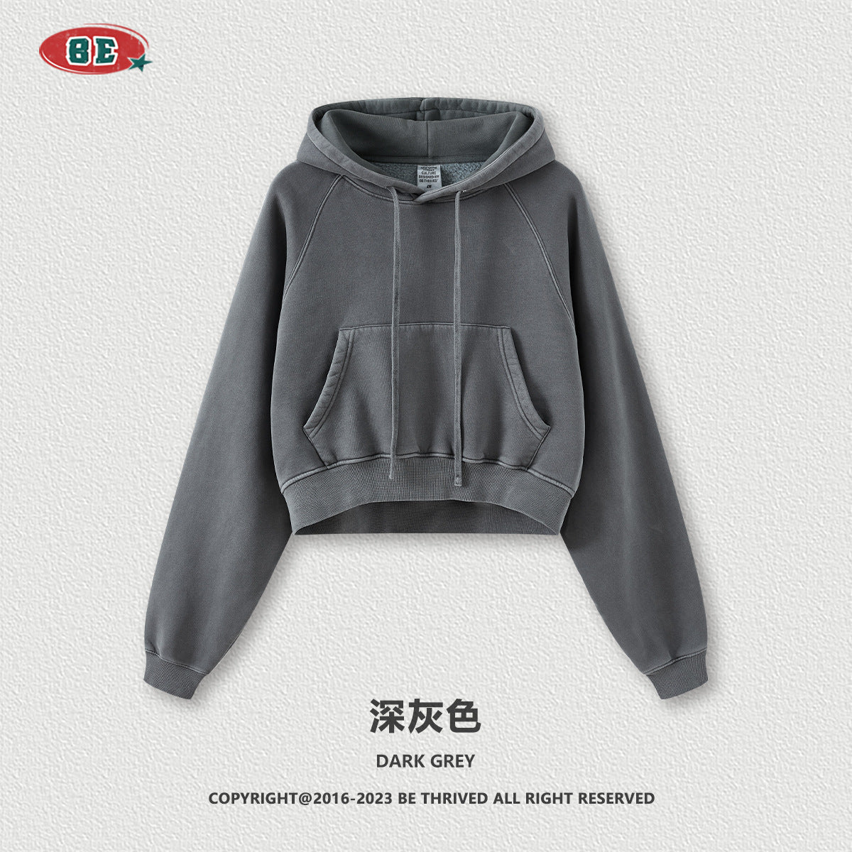 BE Women Raglan Washed Fleece Cropped Hoodie
