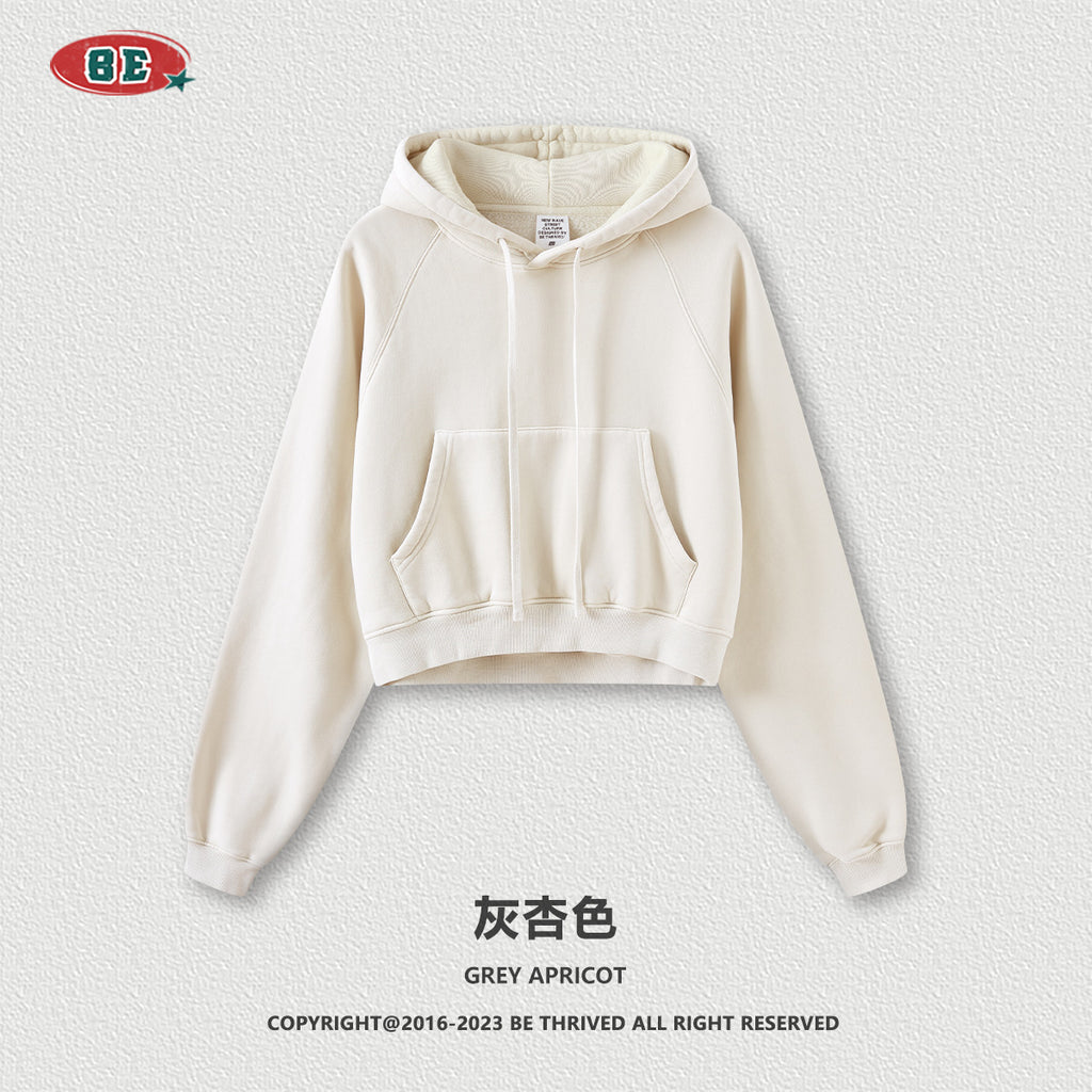 BE Women Raglan Washed Fleece Cropped Hoodie