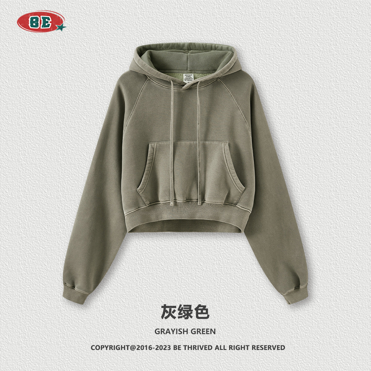 BE Women Raglan Washed Fleece Cropped Hoodie