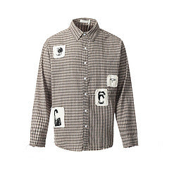11KN Graphical contrasting plaid patch embroidered Shirt