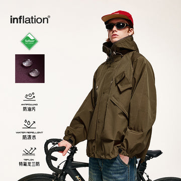 INFLATION Men's Wear Teflon Three-proof Functional Pocket Winter Outdoor Zipper Jacket