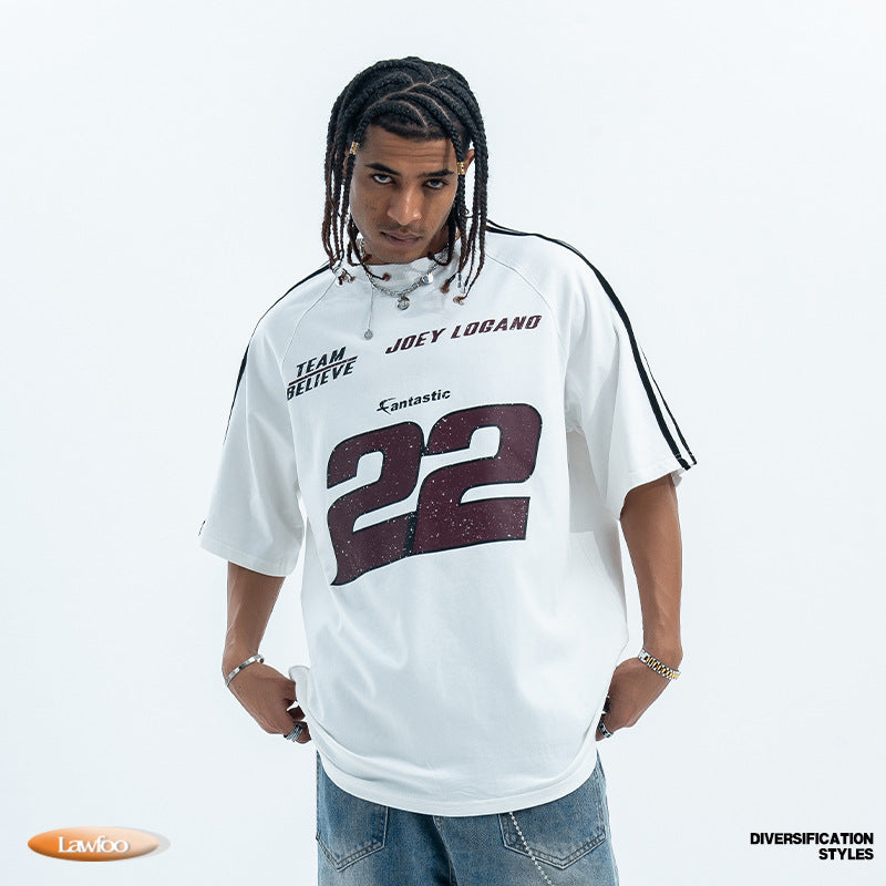 LawFoo Racing Heavy Cotton Raglan Stripe Tee