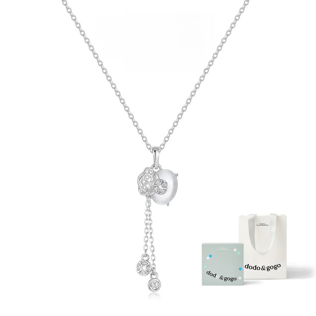 DODOGOGO Lucky Bag Fringed Sterling Silver Pendant Necklace