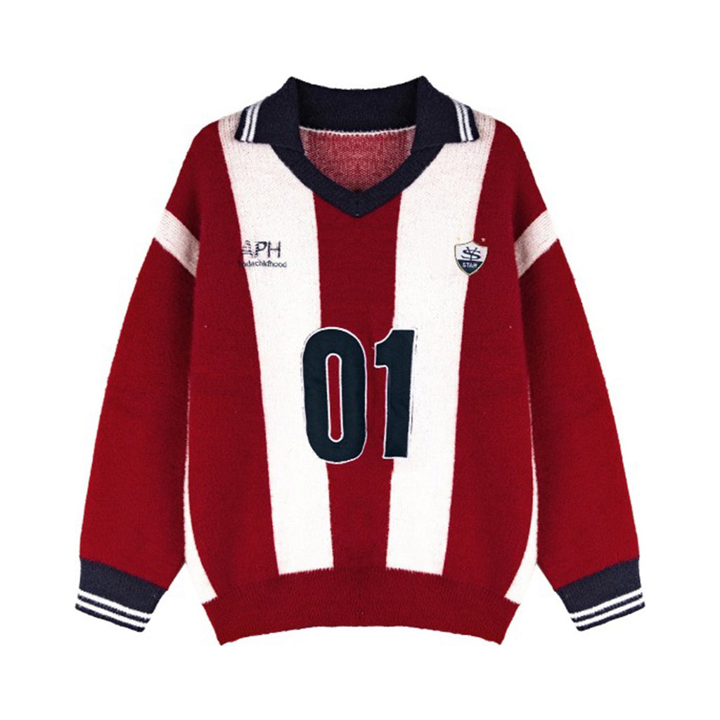 CHANT2nd ATLETI lazy luxury stitched vertical stripe Sweater