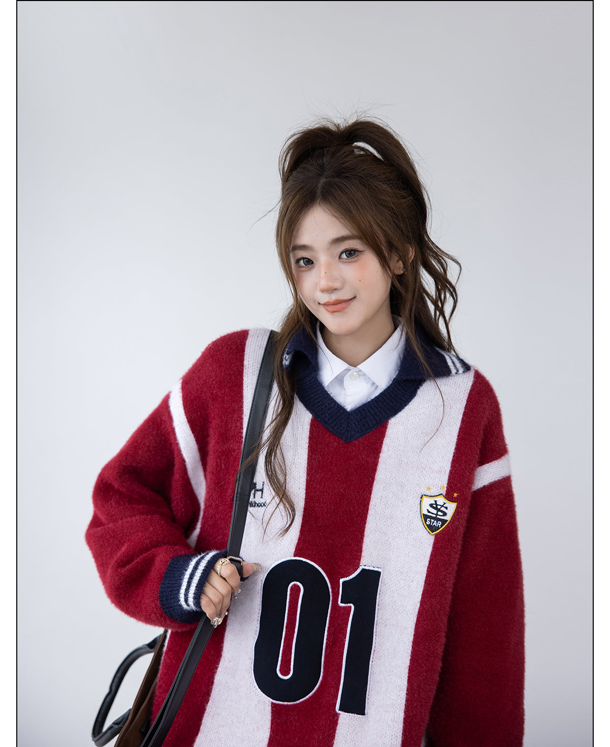CHANT2nd ATLETI lazy luxury stitched vertical stripe Sweater