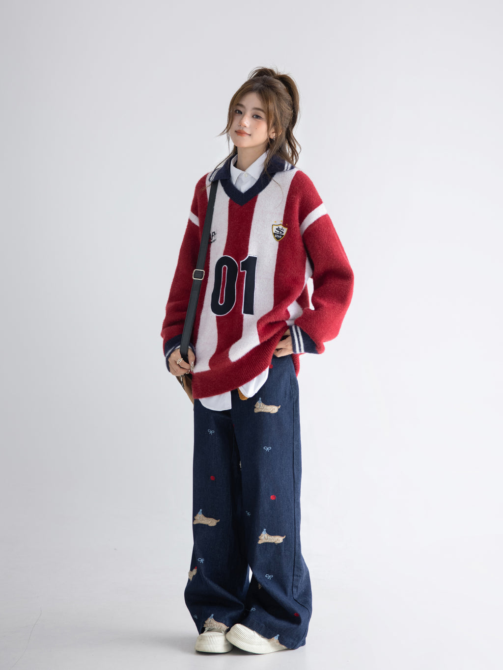 CHANT2nd ATLETI lazy luxury stitched vertical stripe Sweater