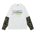 #OVDY original fake two-piece printed camouflage stitching Sweatshirt