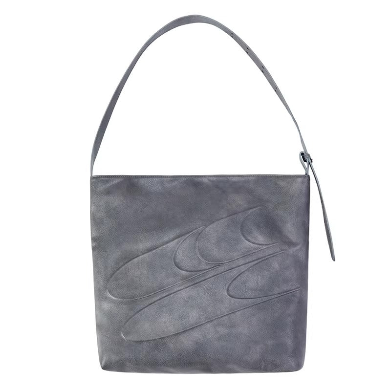 CryingCenter Black Oil Wax Large Capacity Crossbody Leather Bag