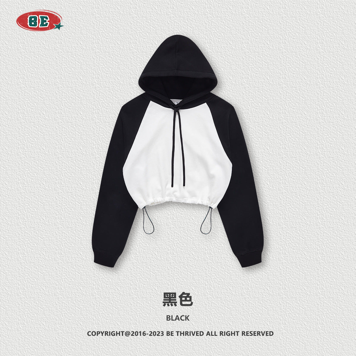 BE Contrasting Raglan BM Style Cropped Hoodie