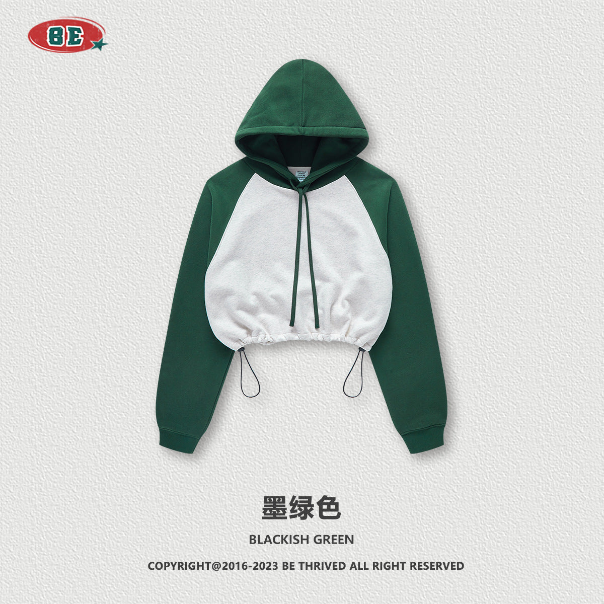 BE Contrasting Raglan BM Style Cropped Hoodie