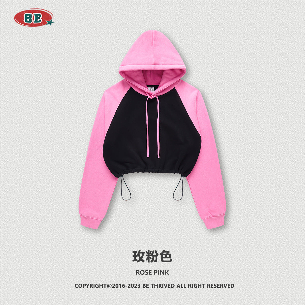 BE Contrasting Raglan BM Style Cropped Hoodie