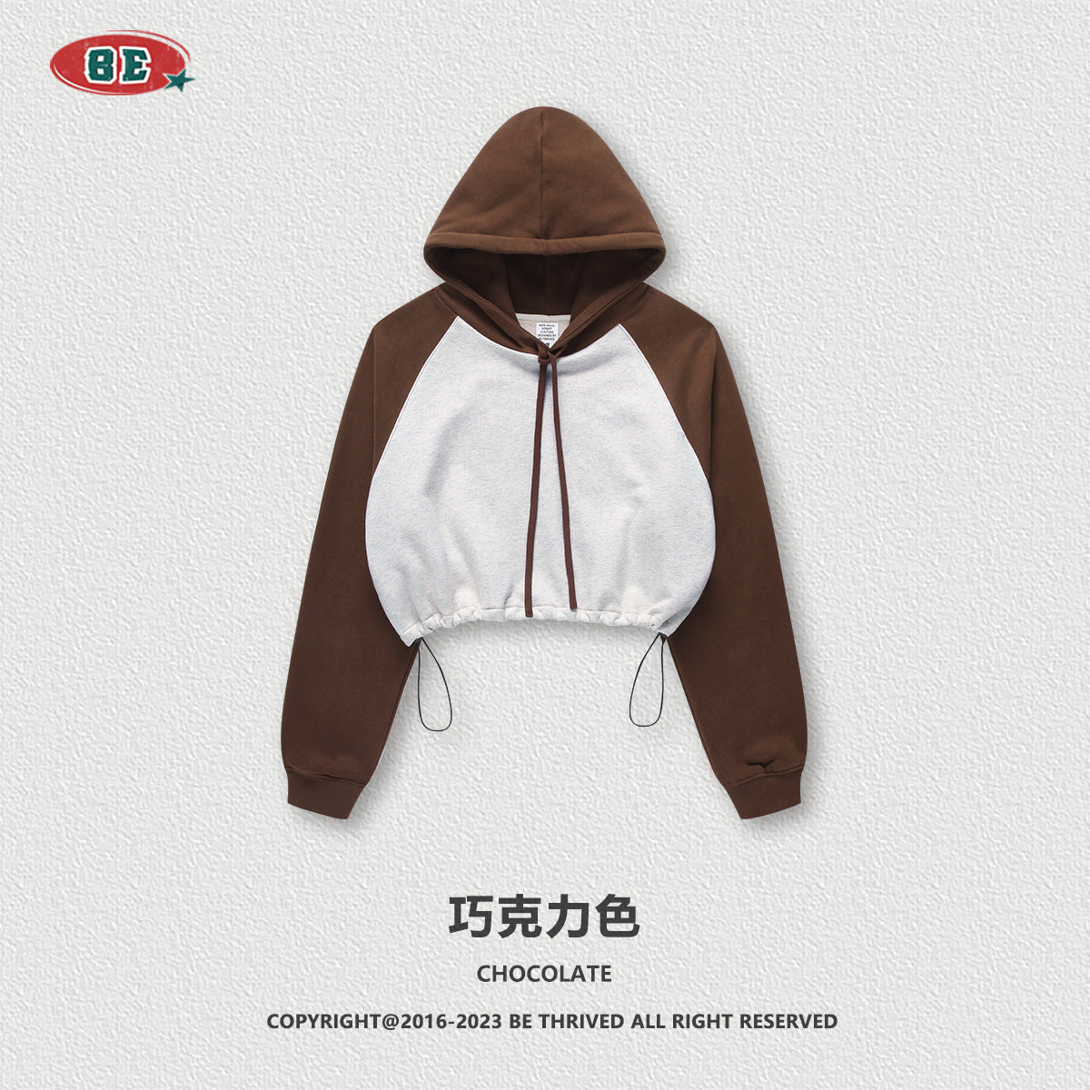 BE Contrasting Raglan BM Style Cropped Hoodie