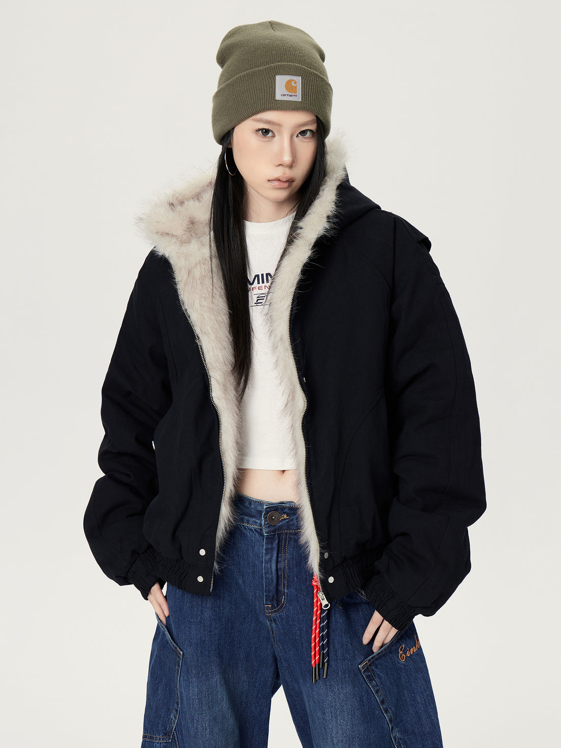 Axis Mundi Fur Collar Hooded Cotton Mountain Jacket