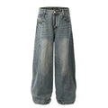 BTSG Wash deconstruction relaxed loose wide leg mop scimitar jeans