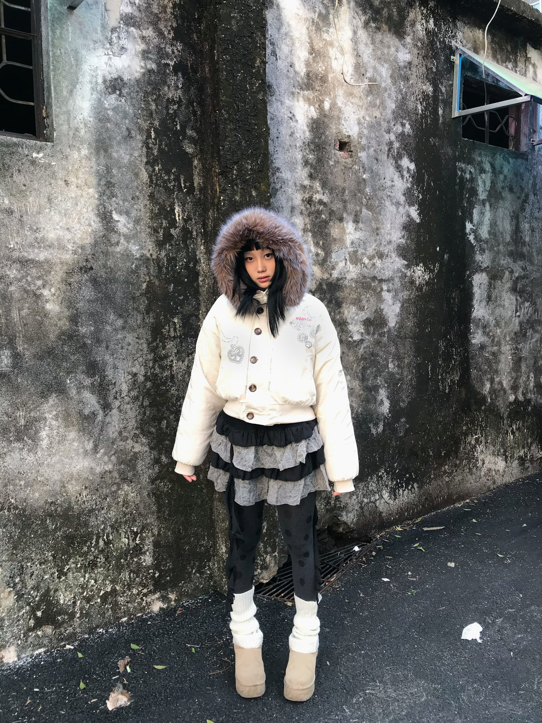 Axis Mundi Detachable Hooded Fur Collar Cotton Jacket