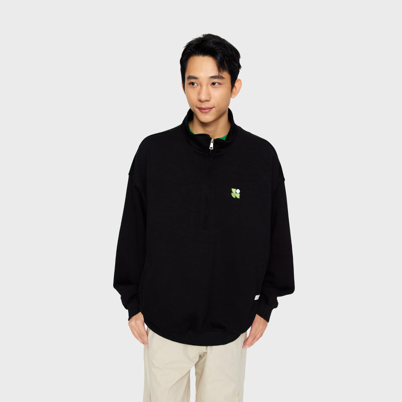 OWOX Half Zip Air Layer Stand Collar Logo Sweatshirt