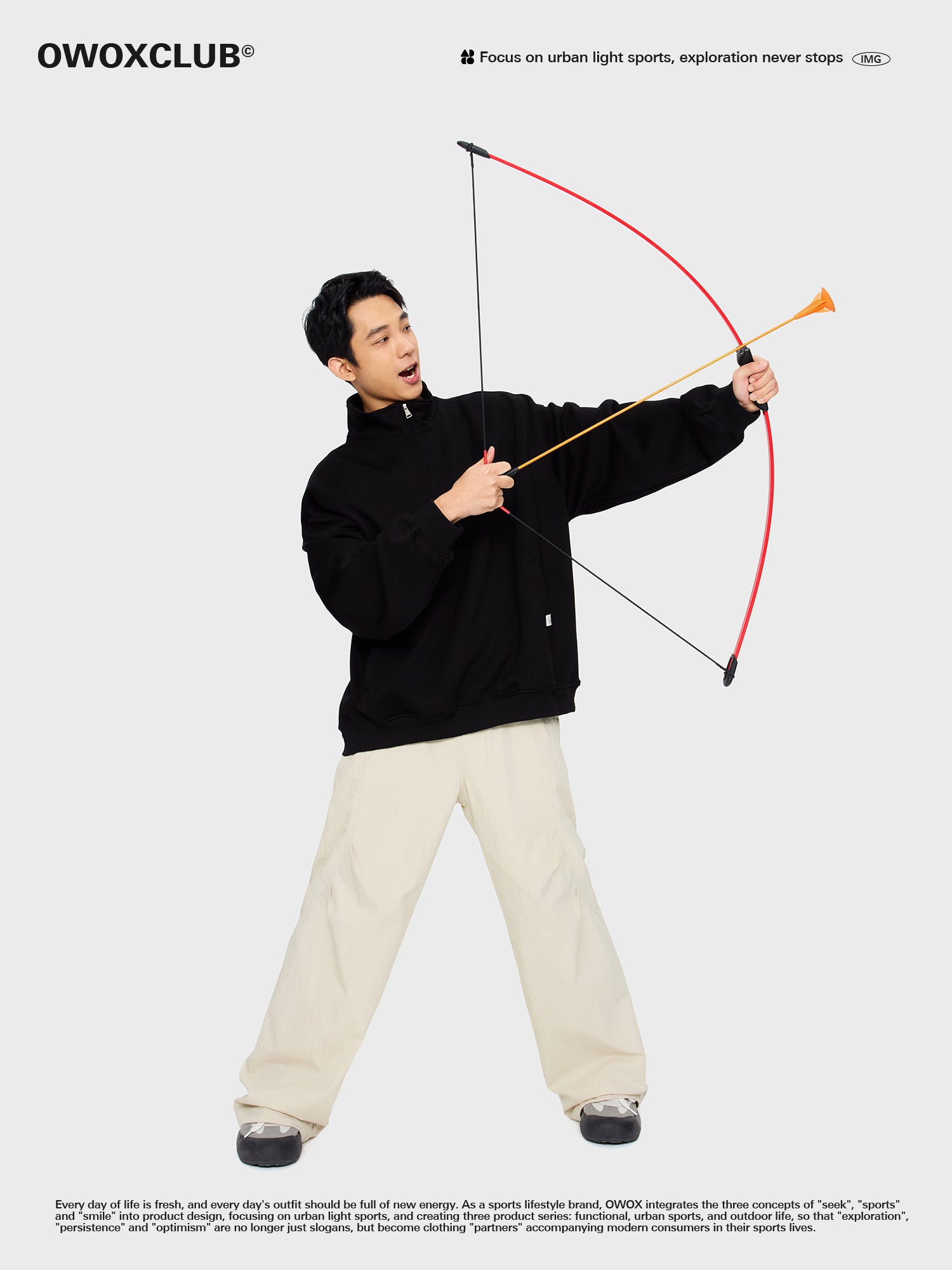 OWOX Half Zip Air Layer Stand Collar Logo Sweatshirt