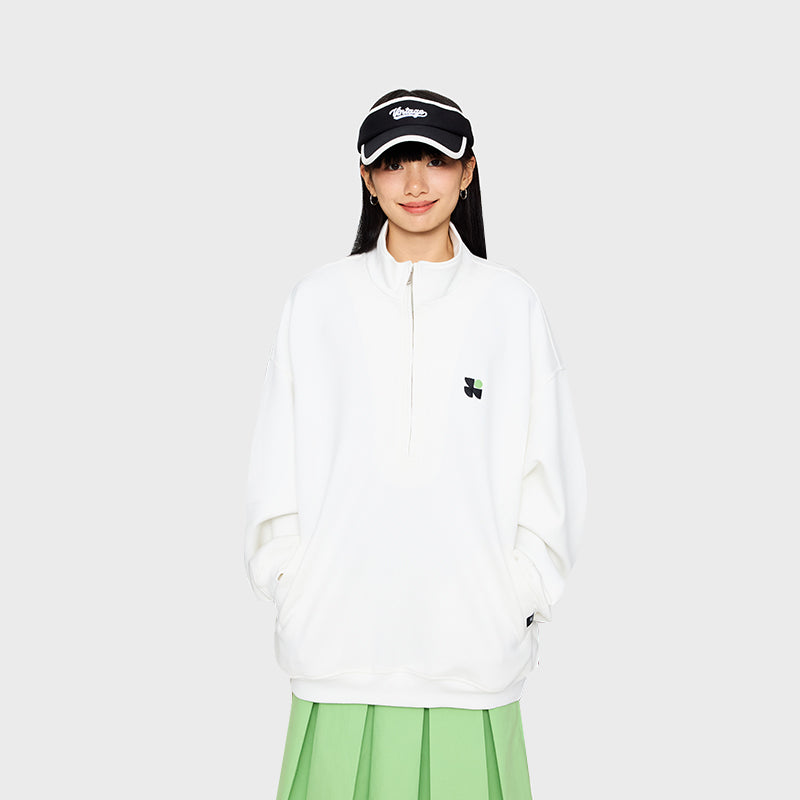 OWOX Half Zip Air Layer Stand Collar Logo Sweatshirt
