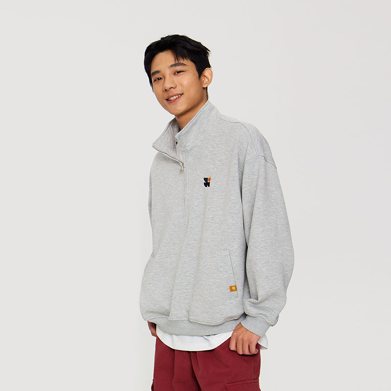 OWOX Half Zip Air Layer Stand Collar Logo Sweatshirt